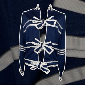 Adidas Blue Jacket with White Bow Tie Ji Won Chi